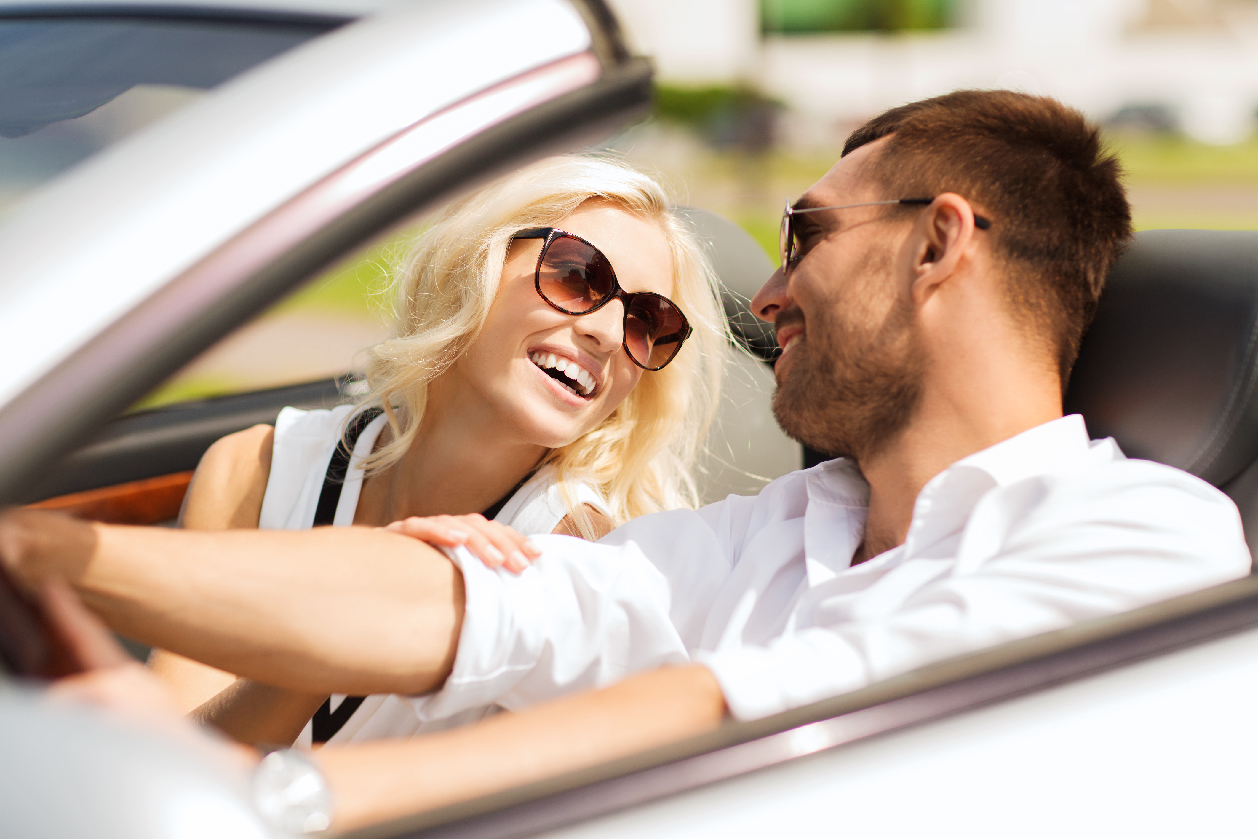 A couple enjoying a drive together in Edmonton